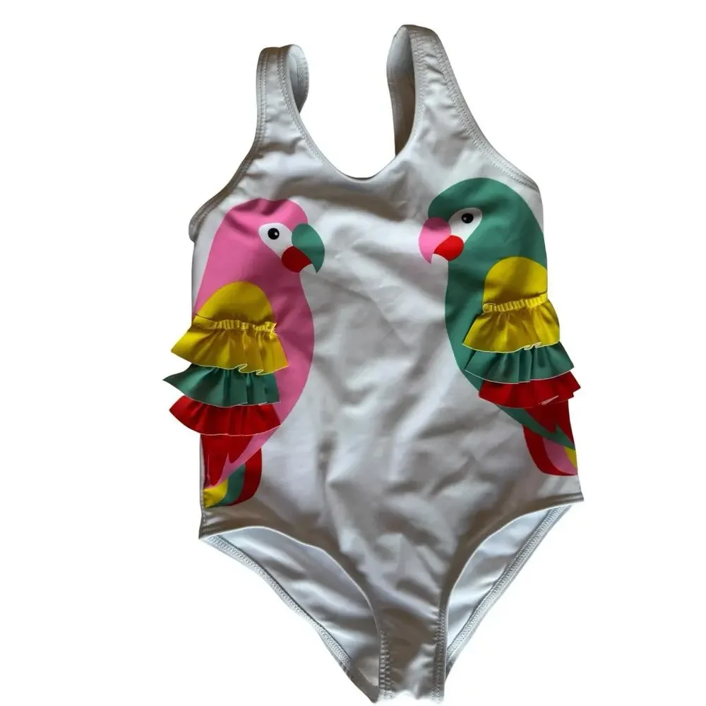 Bundle 2 Pieces Girls Swimming Suit Rash Guard Macaw Size 2-3T Summer Pool